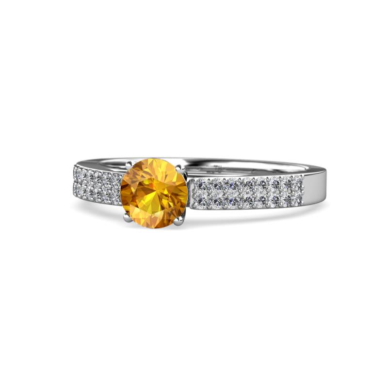 Aysel Citrine and Diamond Double Row Engagement Ring 