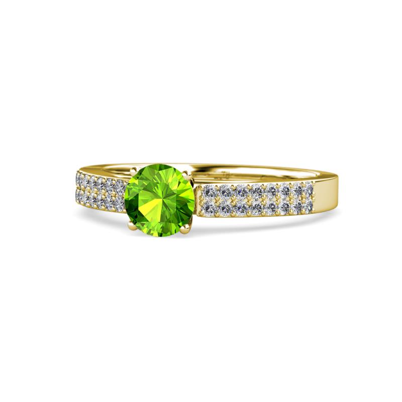 Aysel Peridot and Diamond Double Row Engagement Ring 