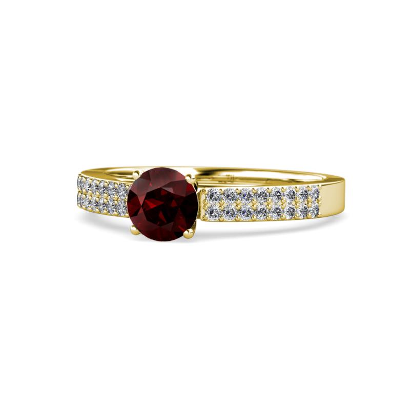 Aysel Red Garnet and Diamond Double Row Engagement Ring 