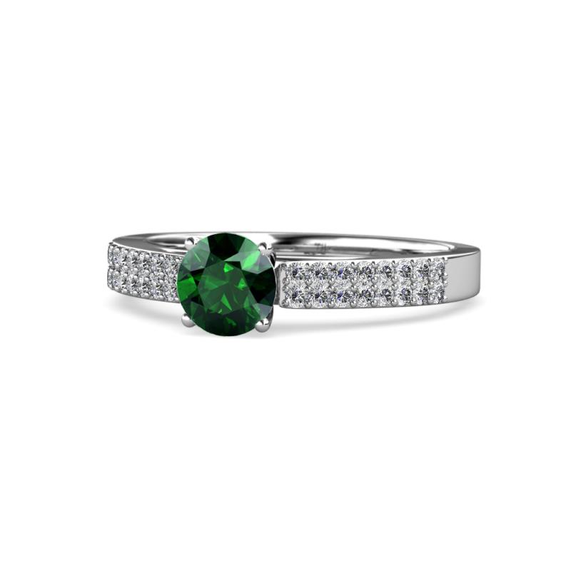 Aysel Emerald and Diamond Double Row Engagement Ring 