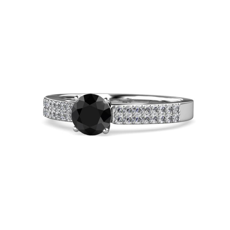 Aysel Black and White Diamond Double Row Engagement Ring 