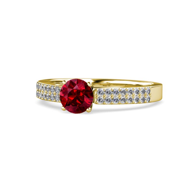 Aysel Ruby and Diamond Double Row Engagement Ring 