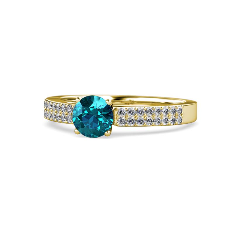 Aysel London Blue Topaz and Diamond Double Row Engagement Ring 