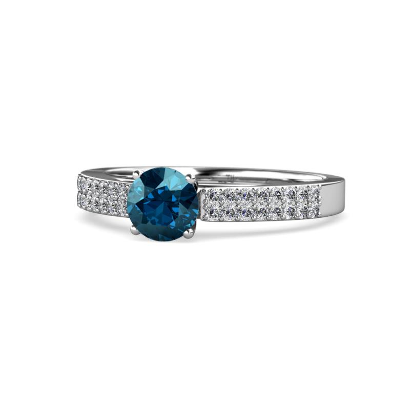 Aysel Blue and White Diamond Double Row Engagement Ring 