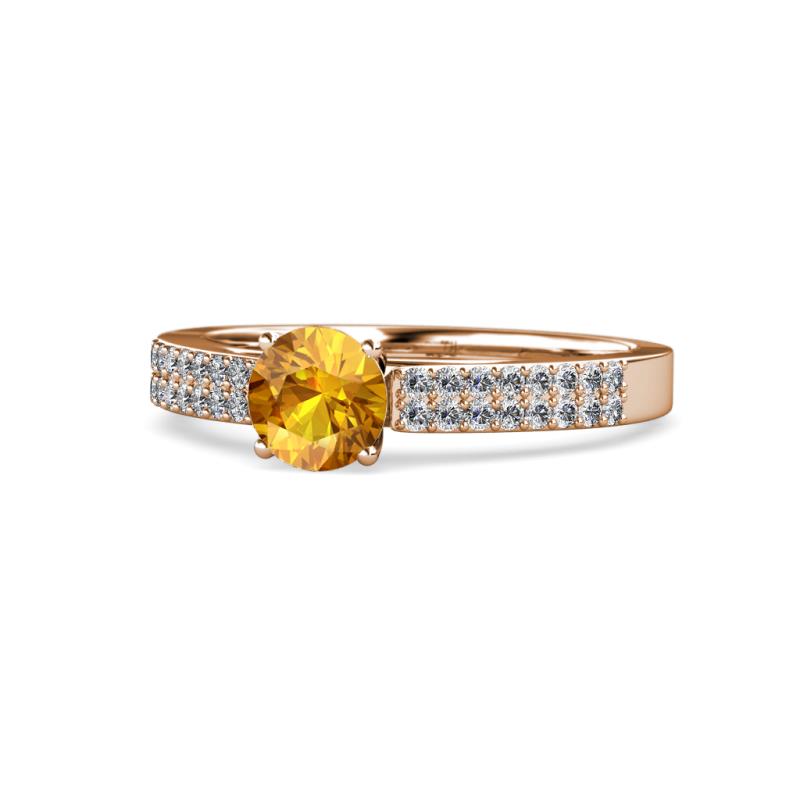 Aysel Citrine and Diamond Double Row Engagement Ring 