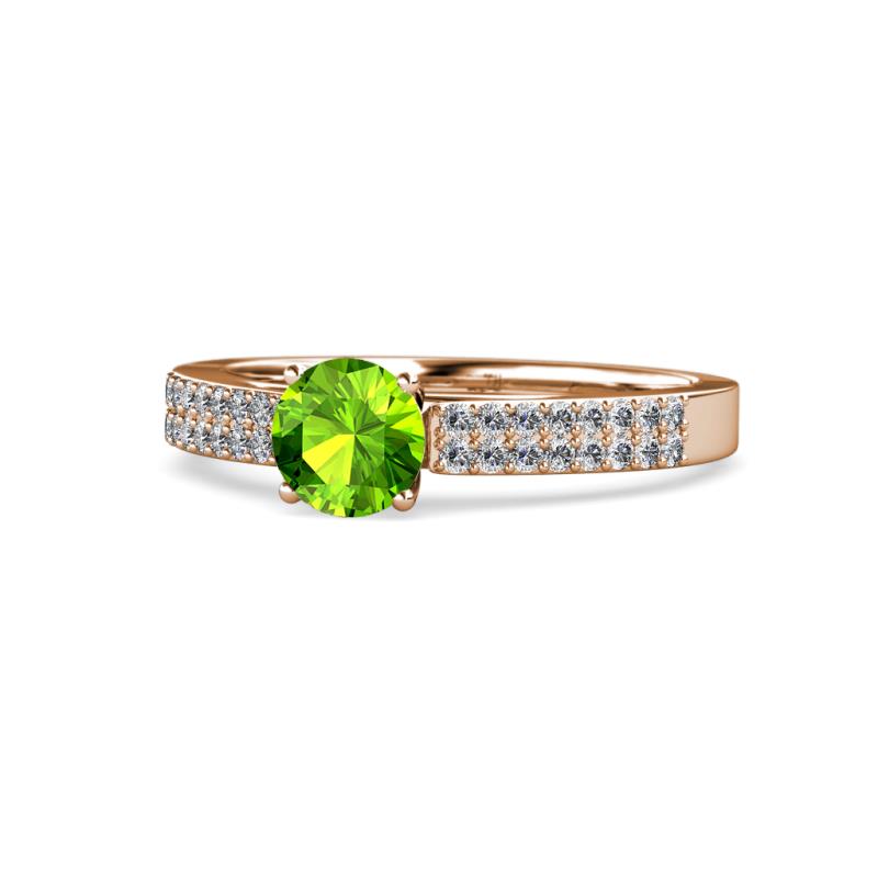 Aysel Peridot and Diamond Double Row Engagement Ring 