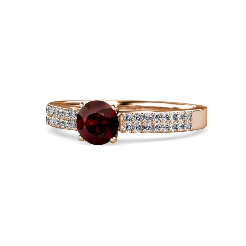 Aysel Red Garnet and Diamond Double Row Engagement Ring 