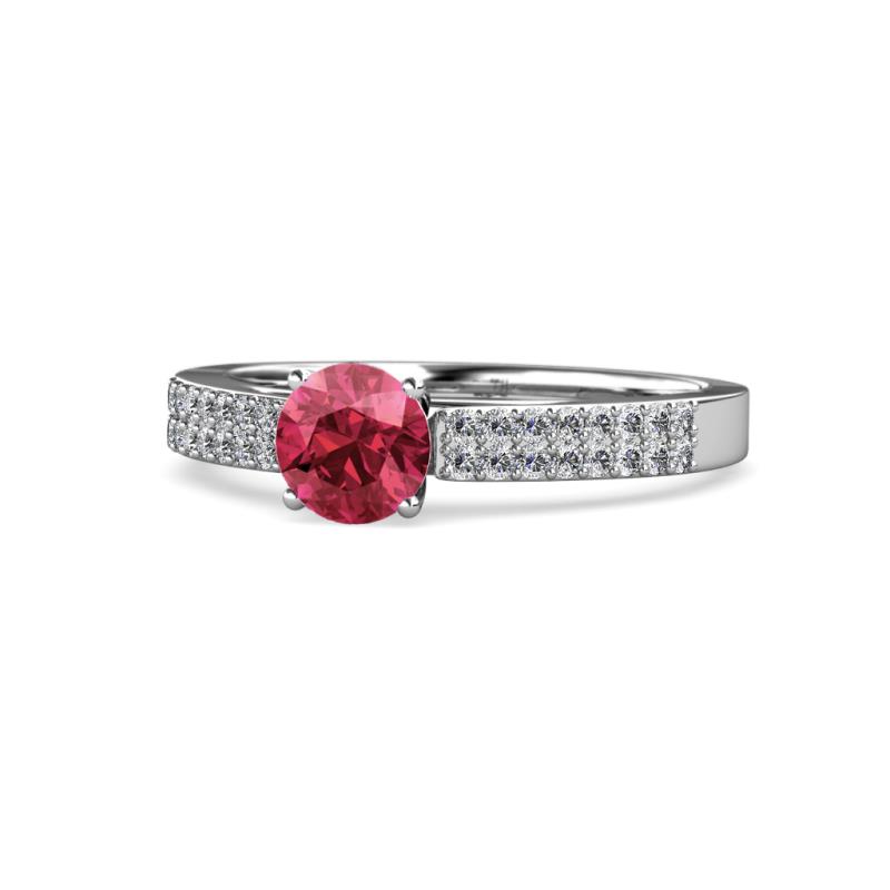 Aysel Rhodolite Garnet and Diamond Double Row Engagement Ring 