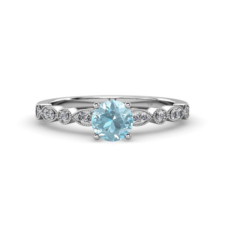 Renea 0.82 ctw Aquamarine (5.80 mm) with accented Diamonds Engagement Ring 