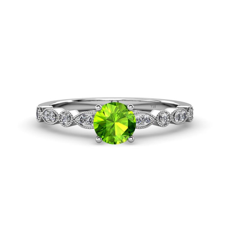 Renea 0.87 ctw Peridot (5.80 mm) with accented Diamonds Engagement Ring 