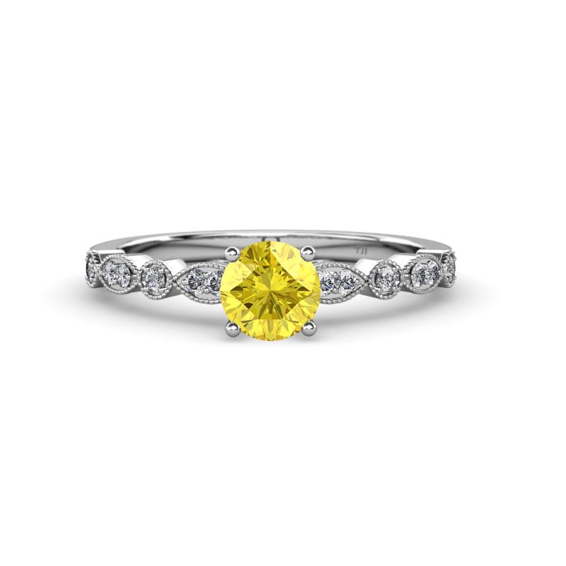 Renea 0.87 ctw Yellow Sapphire (5.80 mm) with accented Diamonds Engagement Ring 