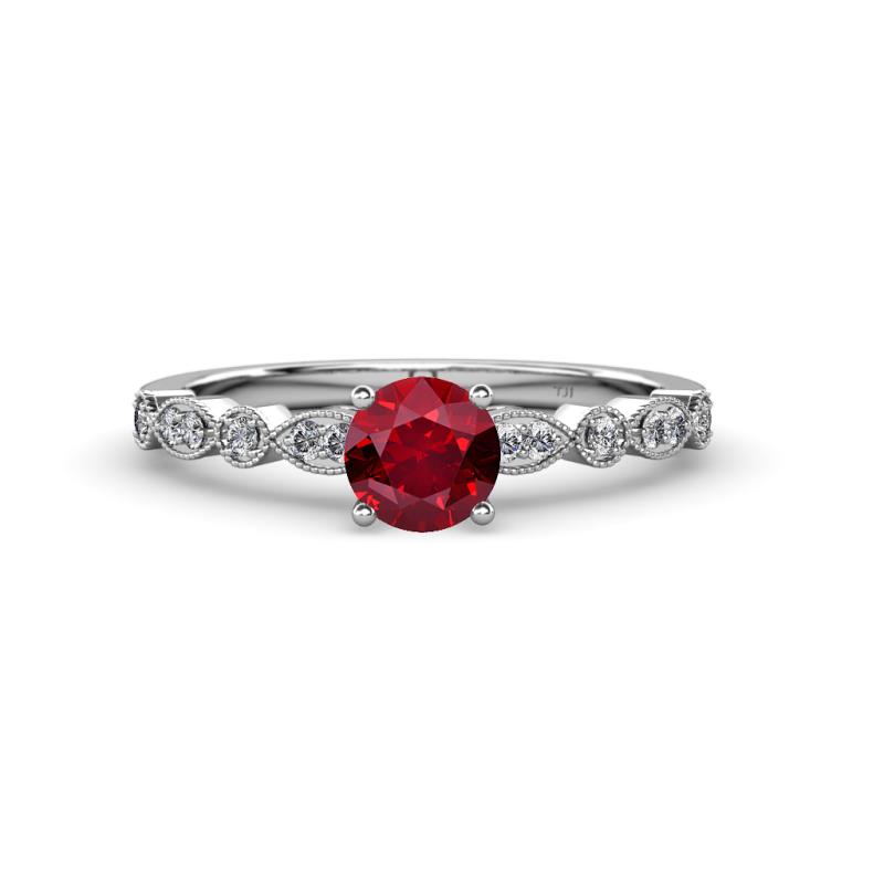 Renea 0.87 ctw Ruby (5.80 mm) with accented Diamonds Engagement Ring 