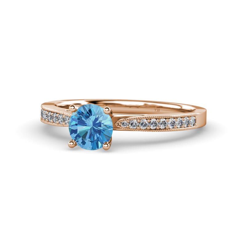 Aleen Blue Topaz and Diamond Engagement Ring 