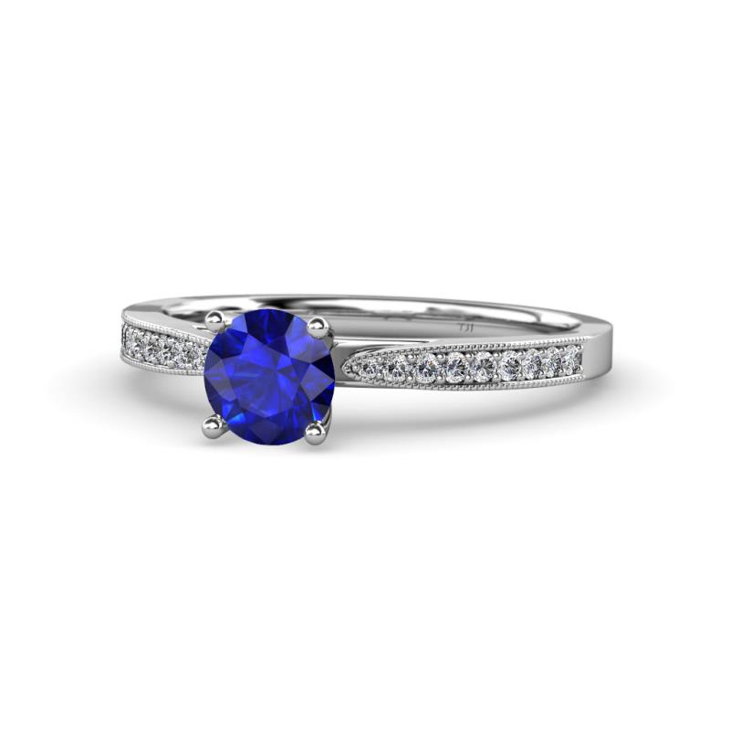 Aleen Blue Sapphire and Diamond Engagement Ring 