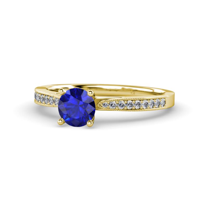 Aleen Blue Sapphire and Diamond Engagement Ring 