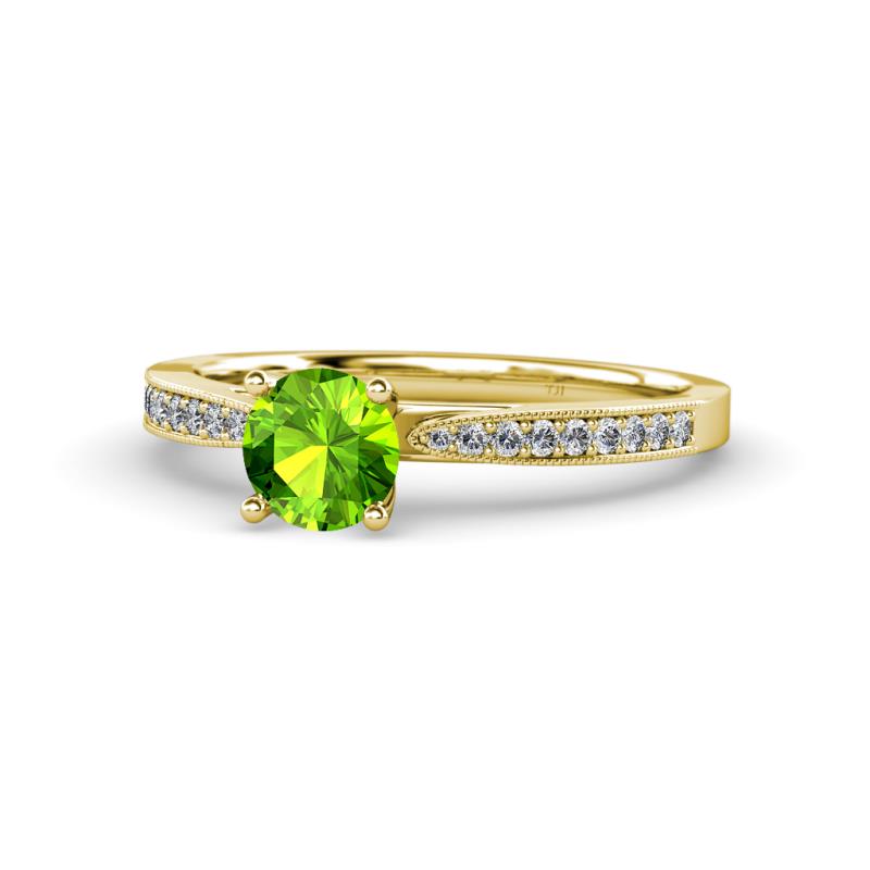 Aleen Peridot and Diamond Engagement Ring 