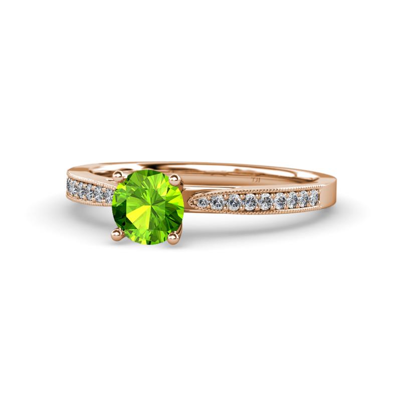 Aleen Peridot and Diamond Engagement Ring 