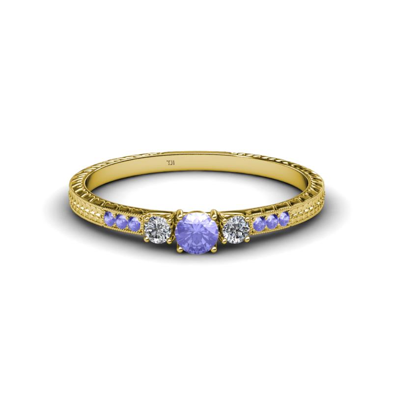 Tresu Tanzanite and Diamond Three Stone Engagement Ring 