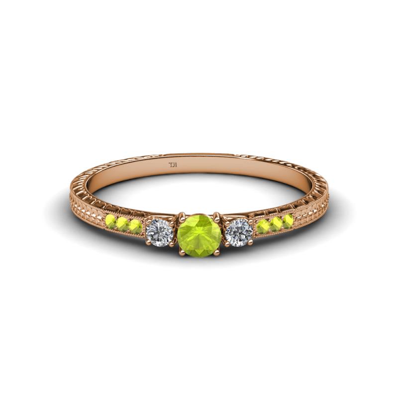 Tresu Peridot and Diamond Three Stone Engagement Ring 