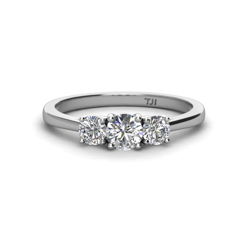 Quyen 1.00 ctw (5.00 mm) Round Natural Diamond Three Stone Engagement Ring  