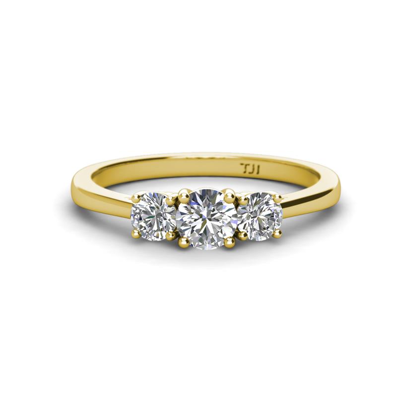 Quyen 1.00 ctw (5.00 mm) Round Natural Diamond Three Stone Engagement Ring  