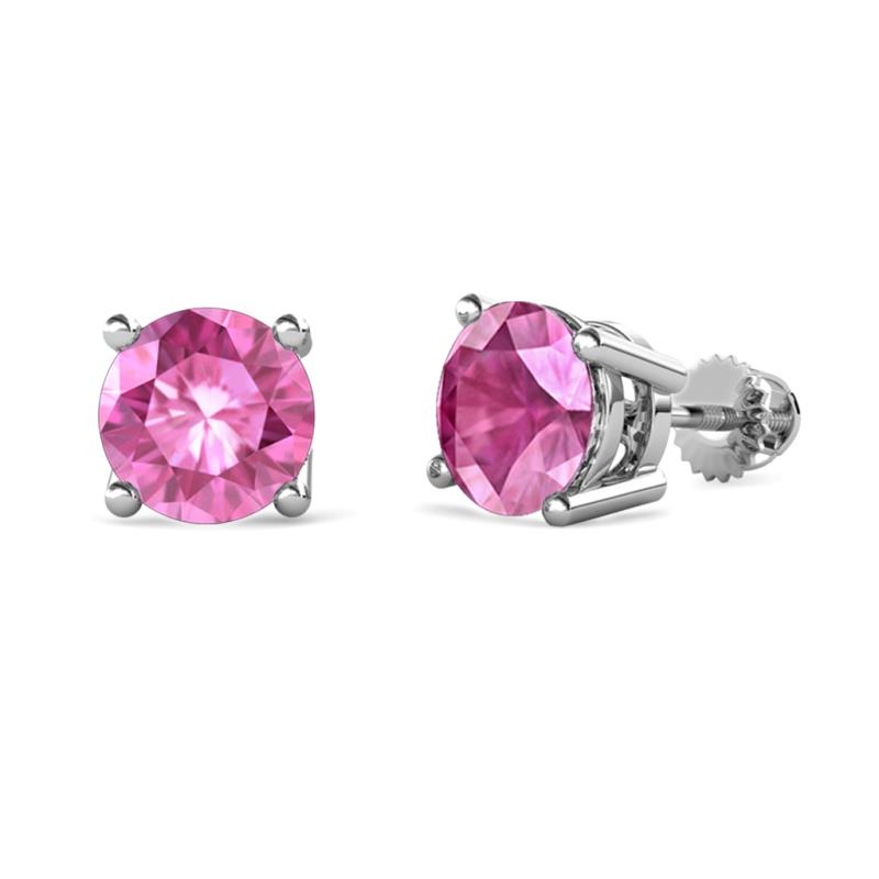 Alina Lab Created Pink Sapphire (6.5mm) Solitaire Stud Earrings 