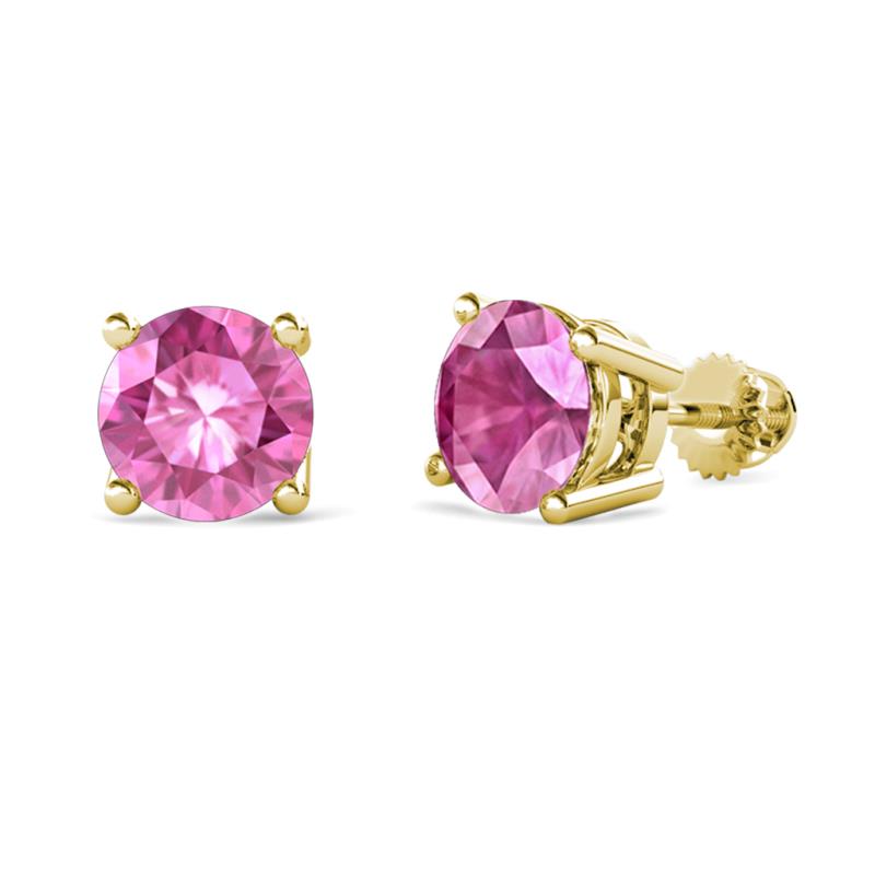 Alina Lab Created Pink Sapphire (6.5mm) Solitaire Stud Earrings 