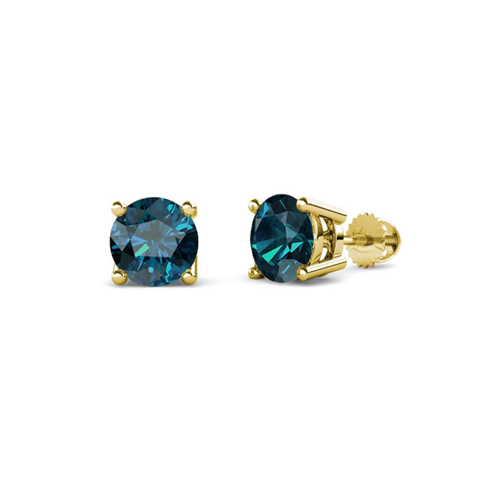 Alina Blue Diamond (4mm) Solitaire Stud Earrings 