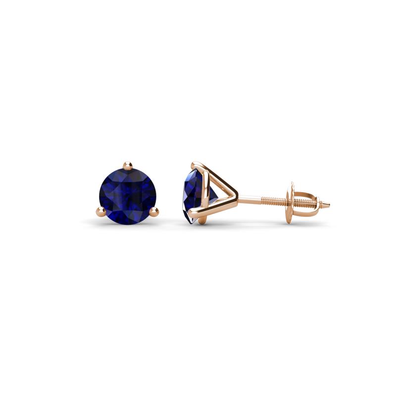 Pema 4mm (0.60 ctw) Blue Sapphire Martini Solitaire Stud Earrings 