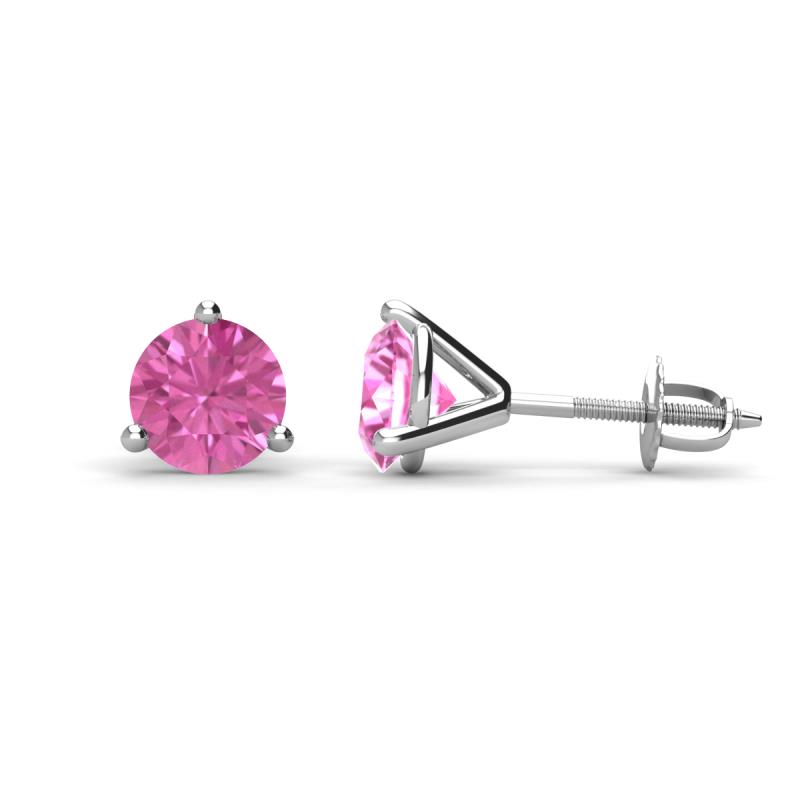 Pema 6mm (2.40 ctw) Lab Created Pink Sapphire Martini Solitaire Stud Earrings 