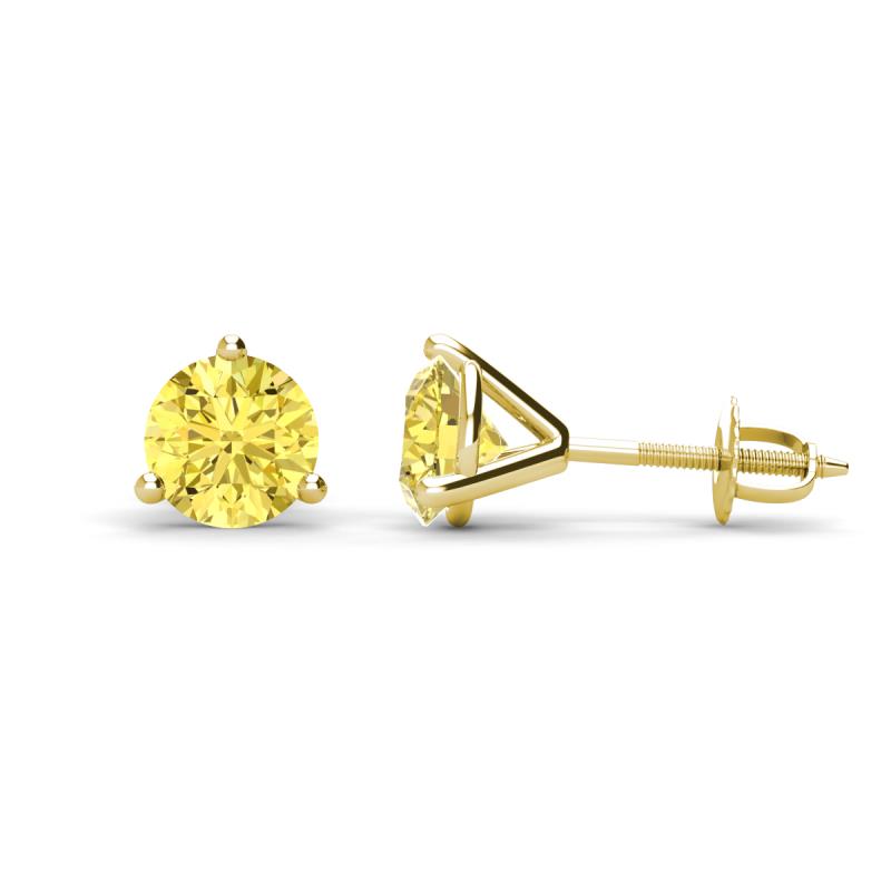 Pema 6.0mm (2.40 ctw) Lab Created Yellow Sapphire Martini Solitaire Stud Earrings 