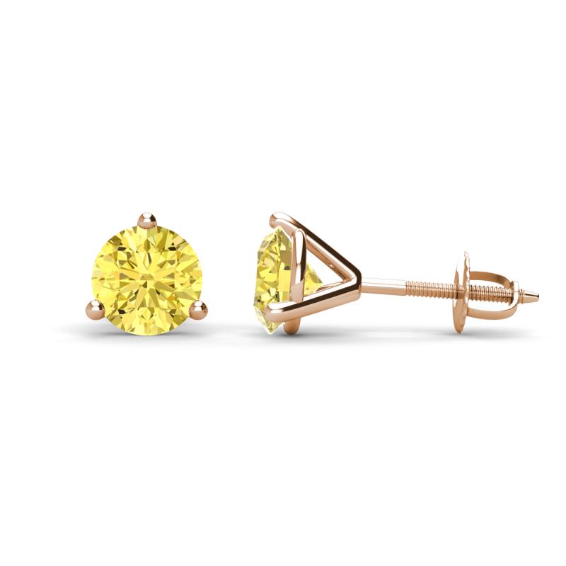 Pema 6.0mm (2.40 ctw) Lab Created Yellow Sapphire Martini Solitaire Stud Earrings 