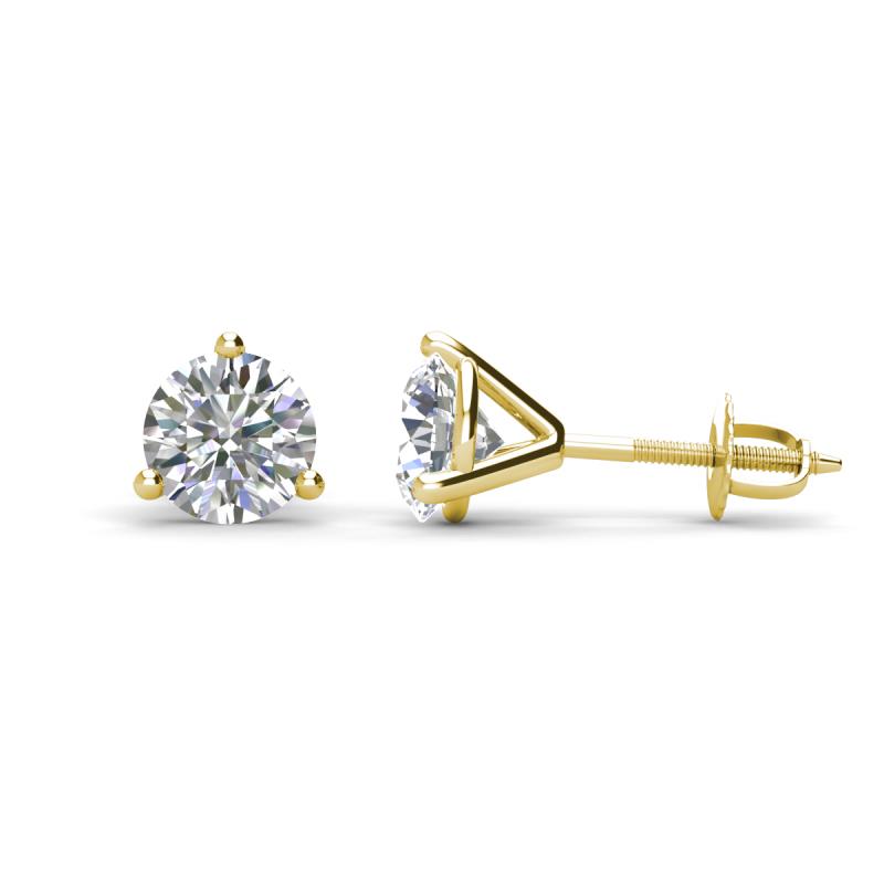 14K Solid Gold Solitaire Stud Earrings 6mm