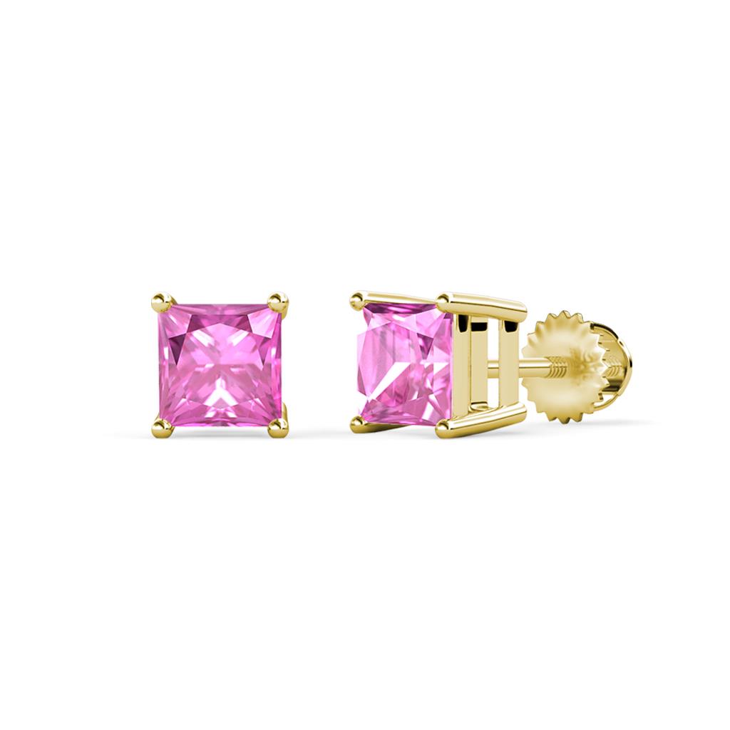 Zoey Lab Created Pink Sapphire (5.5mm) Solitaire Stud Earrings 