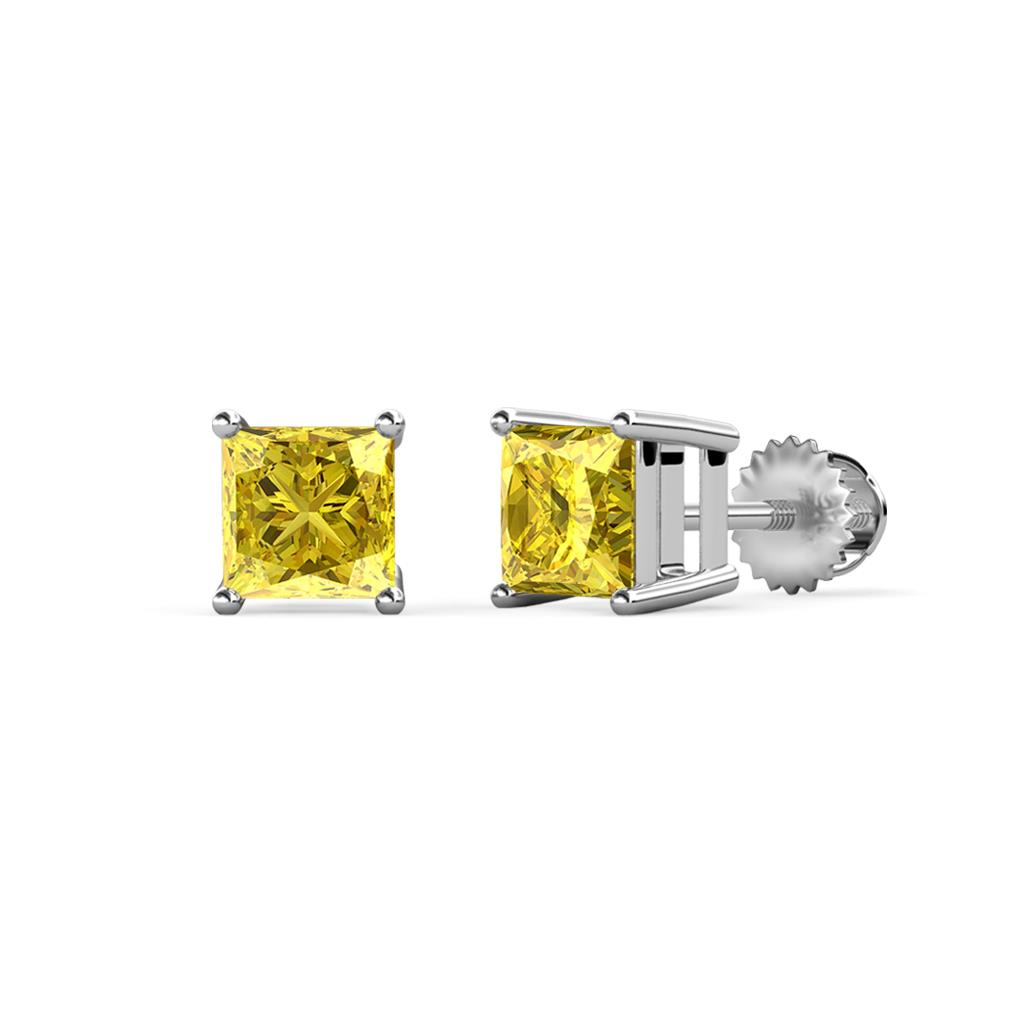 Zoey Lab Created Yellow Sapphire (5.5mm) Solitaire Stud Earrings 