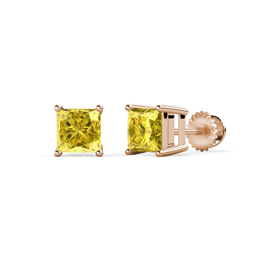 Zoey Lab Created Yellow Sapphire (5.5mm) Solitaire Stud Earrings 