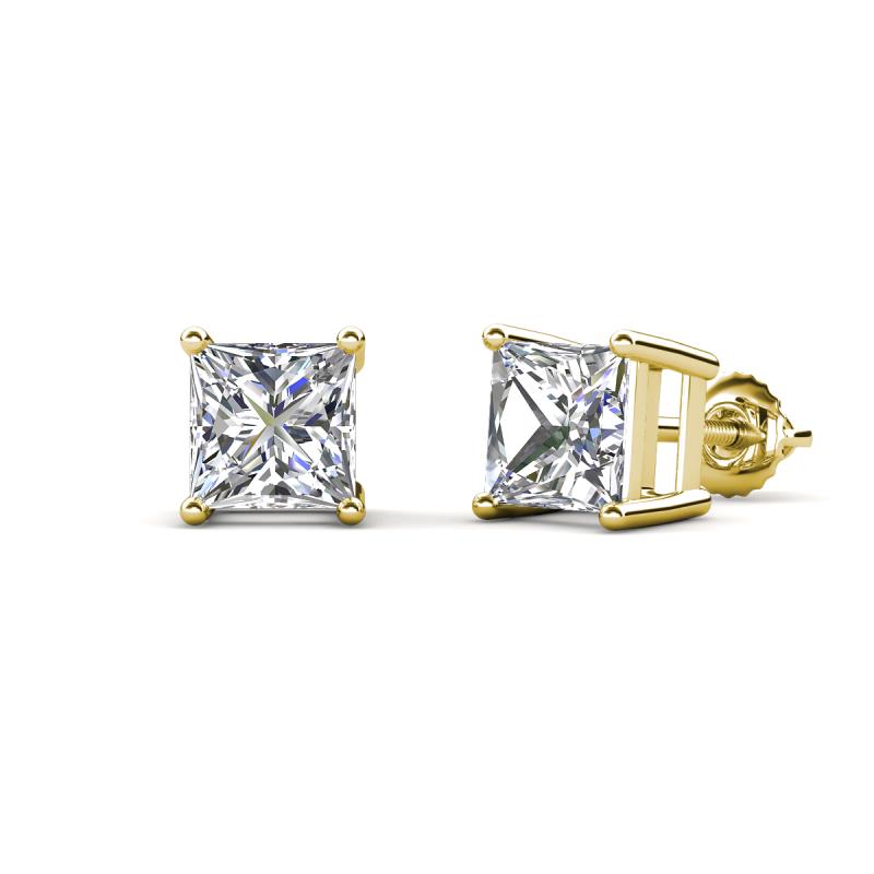 Zoey Princess Cut Natural Diamond Four Prongs Solitaire Stud Earrings 