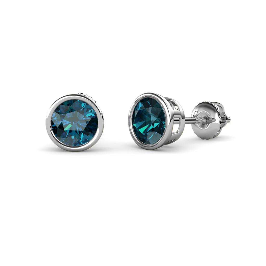 Carys Blue Diamond (4mm) Solitaire Stud Earrings 