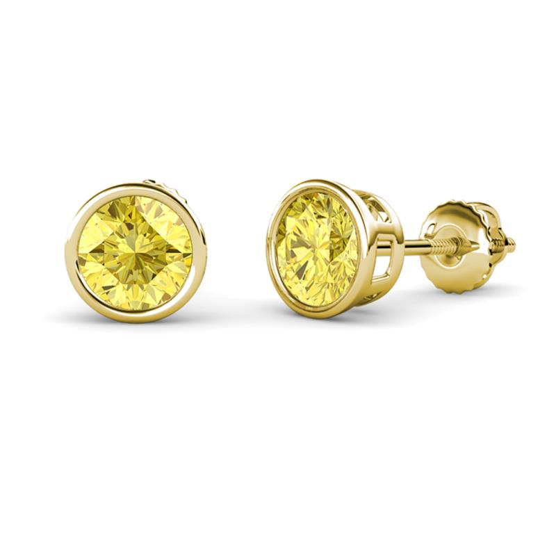 Carys Lab Created Yellow Sapphire (6mm) Solitaire Stud Earrings 
