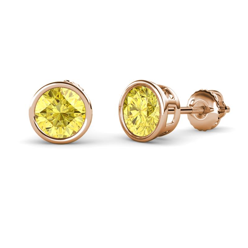 Carys Lab Created Yellow Sapphire (6mm) Solitaire Stud Earrings 