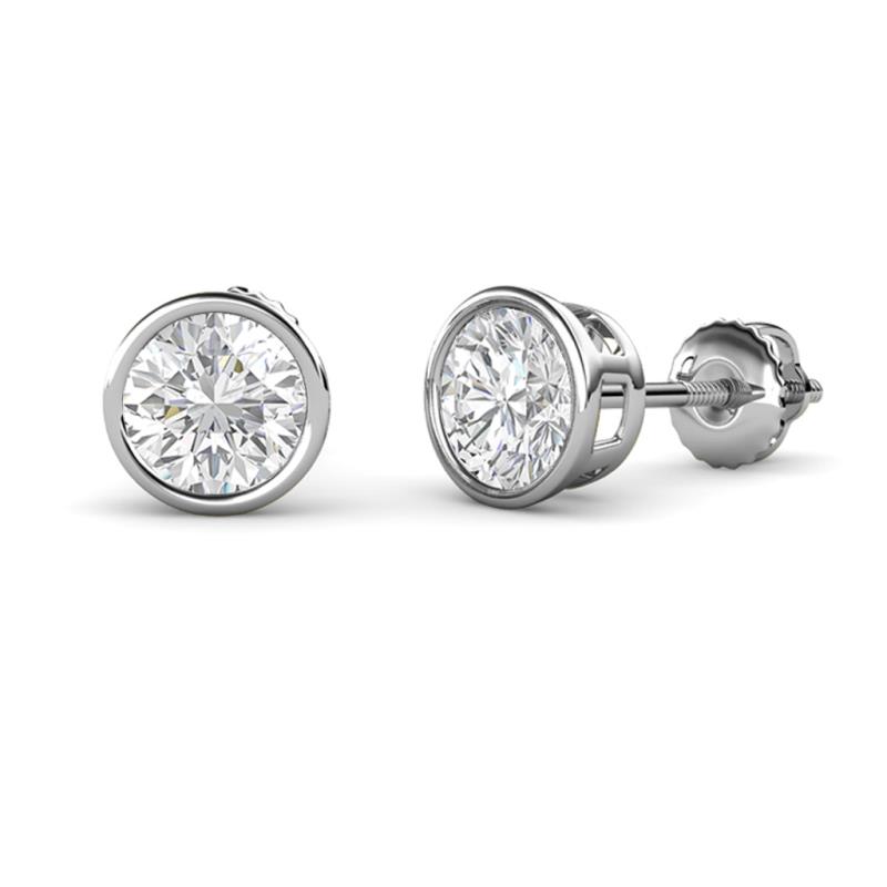 Carys White Sapphire (6mm) Solitaire Stud Earrings 