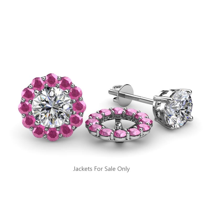 Serena 0.76 ctw (2.00 mm) Round Pink Sapphire Jackets Earrings 