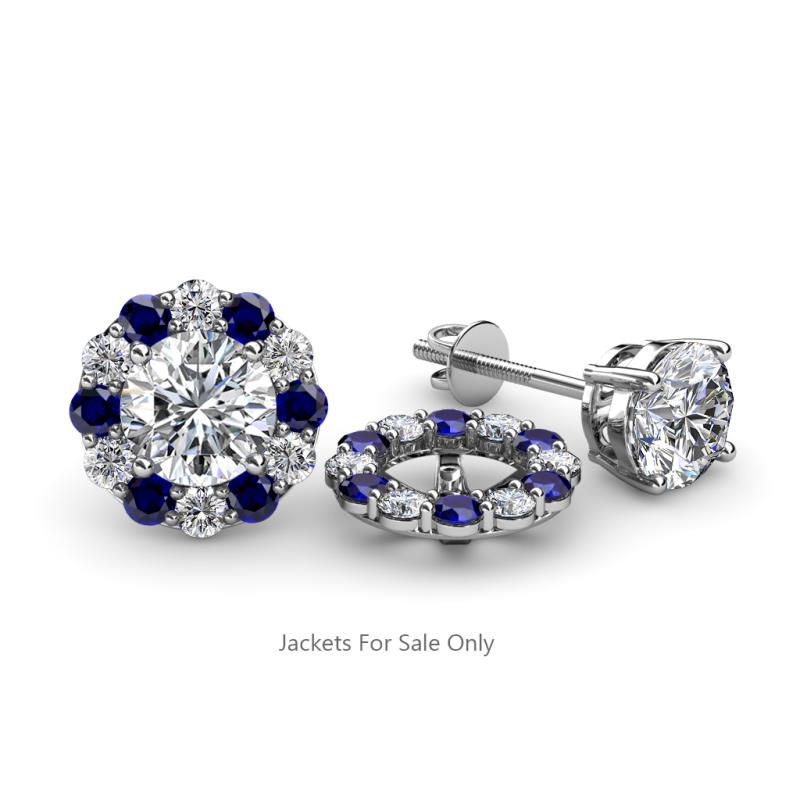 Serena 2.00 mm Round Blue Sapphire and Diamond Jacket Earrings 