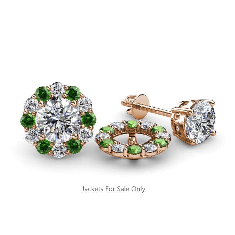 Serena 2.00 mm Round Green Garnet and Diamond Jacket Earrings 