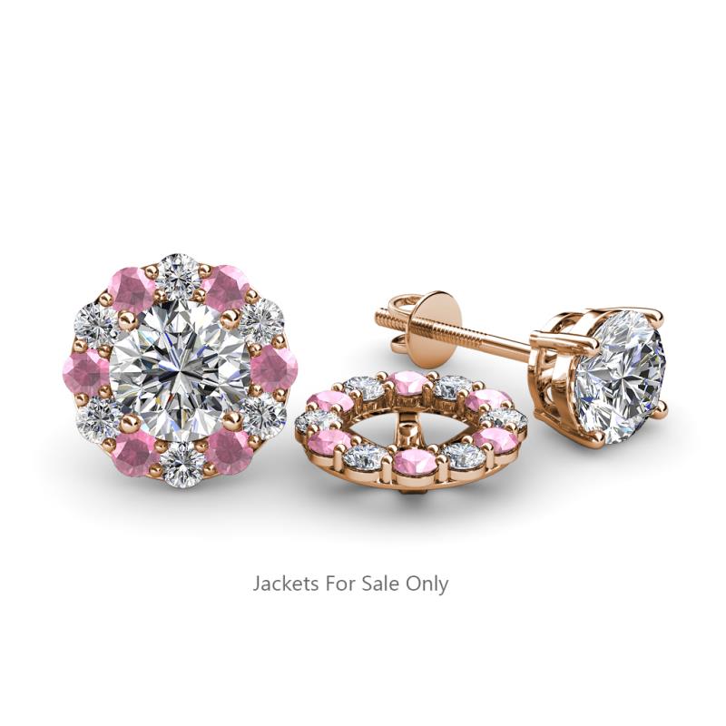 Serena 2.00 mm Round Pink Tourmaline and Diamond Jacket Earrings 