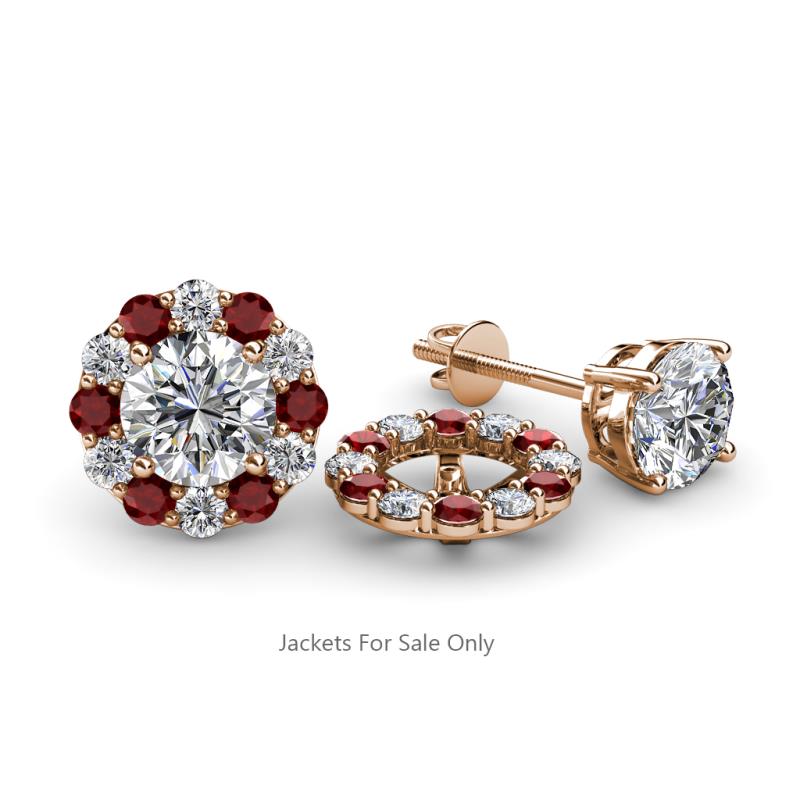 Serena 2.00 mm Round Red Garnet and Diamond Jacket Earrings 