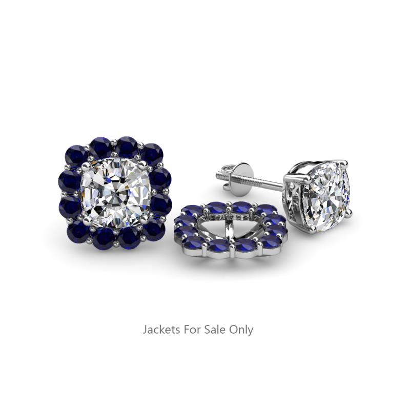 Celestial Sterling Silver Rhodium Created Sapphire Earring Jacket   Celestial Jewelers