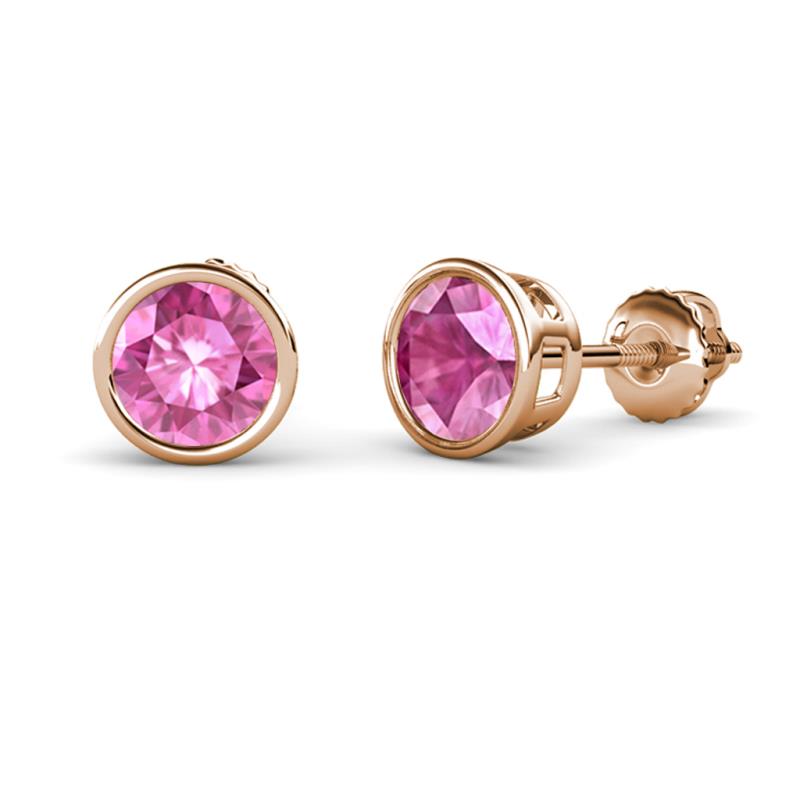 Carys Lab Created Pink Sapphire (6mm) Solitaire Stud Earrings 