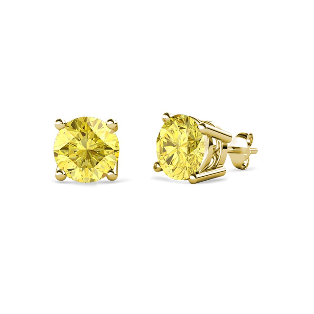 Alina Lab Created Yellow Sapphire (5mm) Solitaire Stud Earrings 