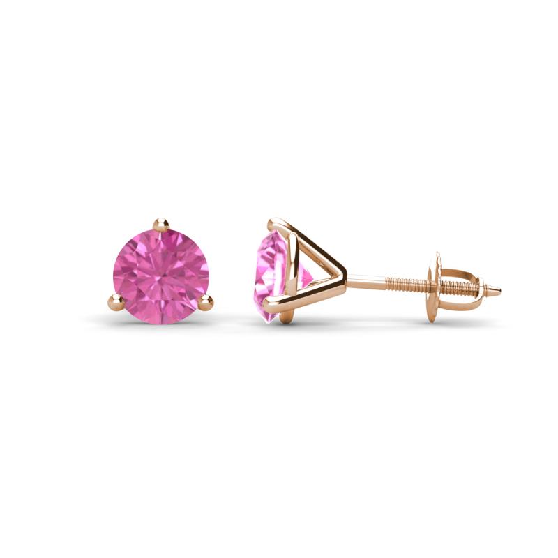 Pema 5mm (1.40 ctw) Lab Created Pink Sapphire Martini Solitaire Stud Earrings 